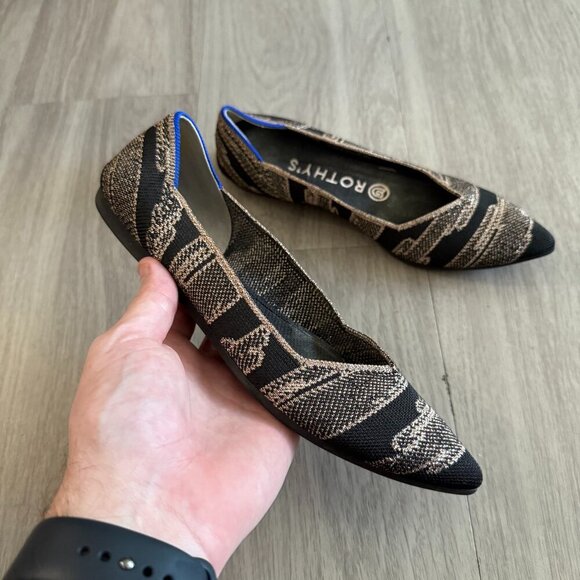 Rothy's Shoes - Rothy’s The Point Flats Black and Gold Knit Size 6.5